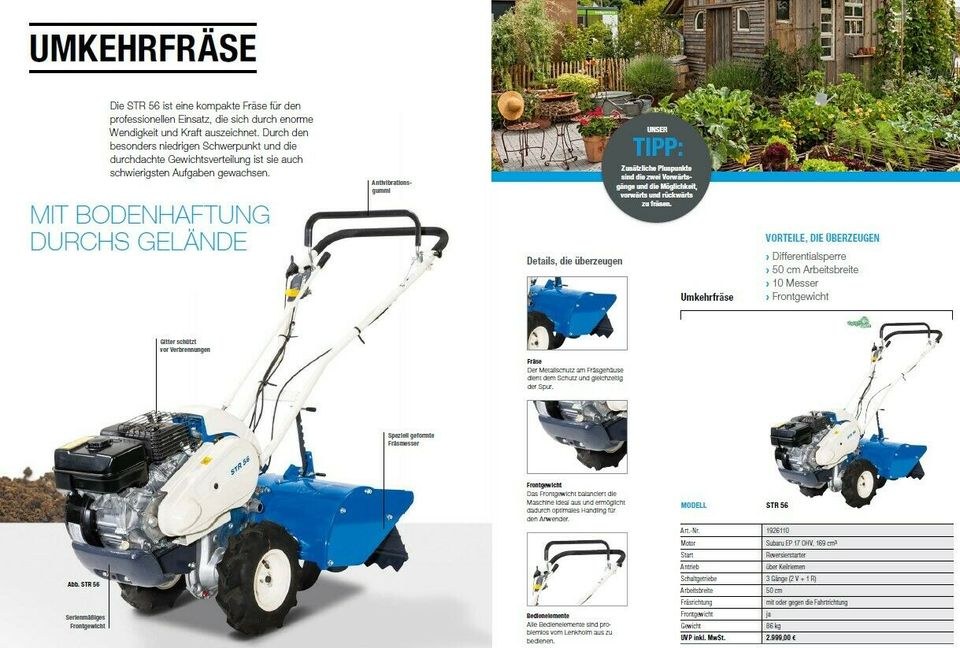 N UMKEHRFRÄSE BODENFRÄSE MOTORHACKE GARTENFRÄSE mieten in Aidlingen – 2