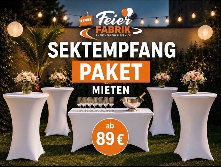 Sektempfang Paket Stehtische Sektgläser Fest mieten