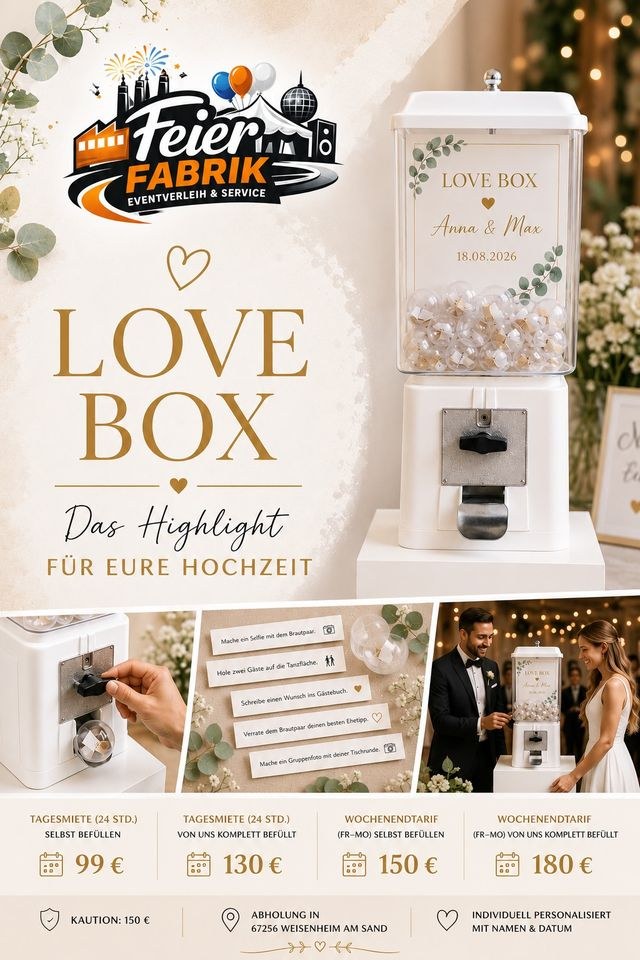 LOVE BOX Hochzeitsdeko Personalisiert mieten in Weisenheim am Sand