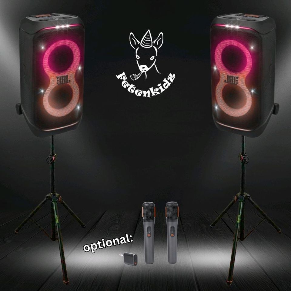 N JBL PartyBox 320 SET Stativen Boxenständer mieten in Deutsch Evern