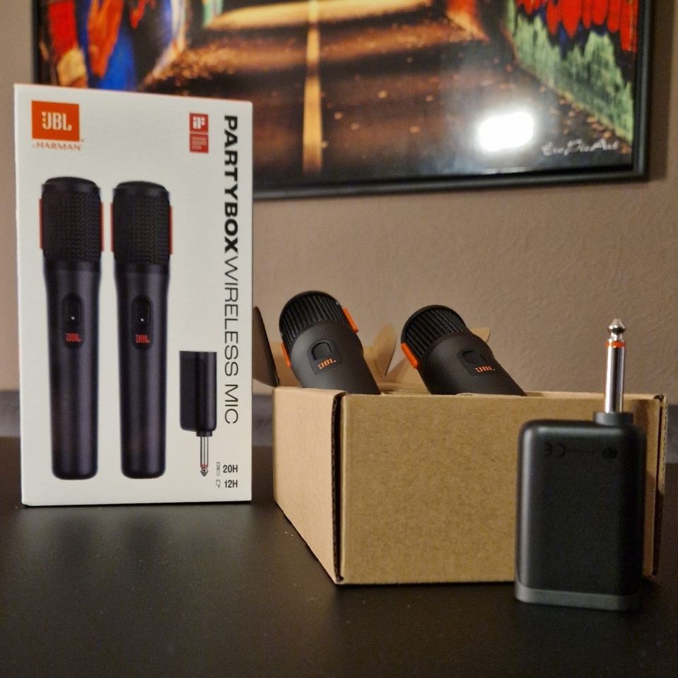 JBL wireless Mikrofone 2er Set Partybox Mic mieten in Deutsch Evern