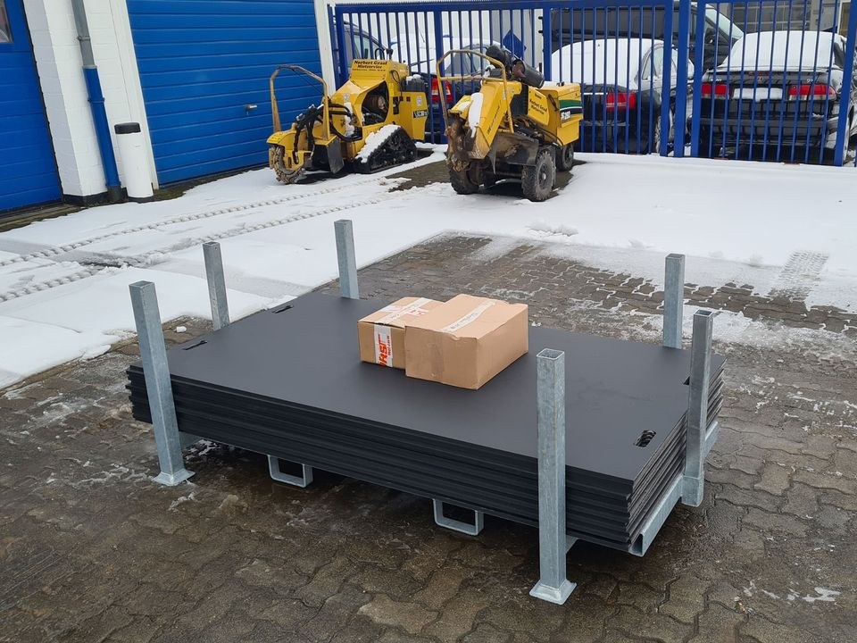 Fahrplatten Bodenschutzplatten mobile Baustraße mieten