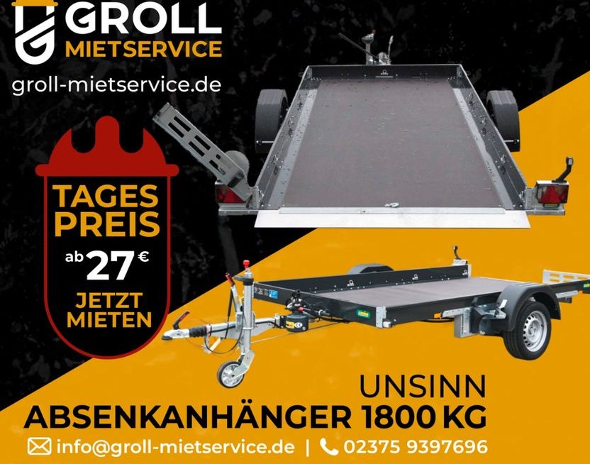 Unsinn Absenkanhänger mieten bei Groll – für Umzug & Baumarkt