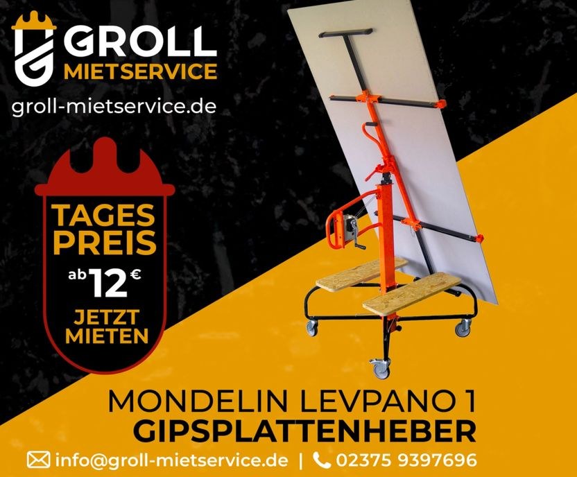 Levapano Gipsplattenlift Trockenbaulift mieten bei Groll