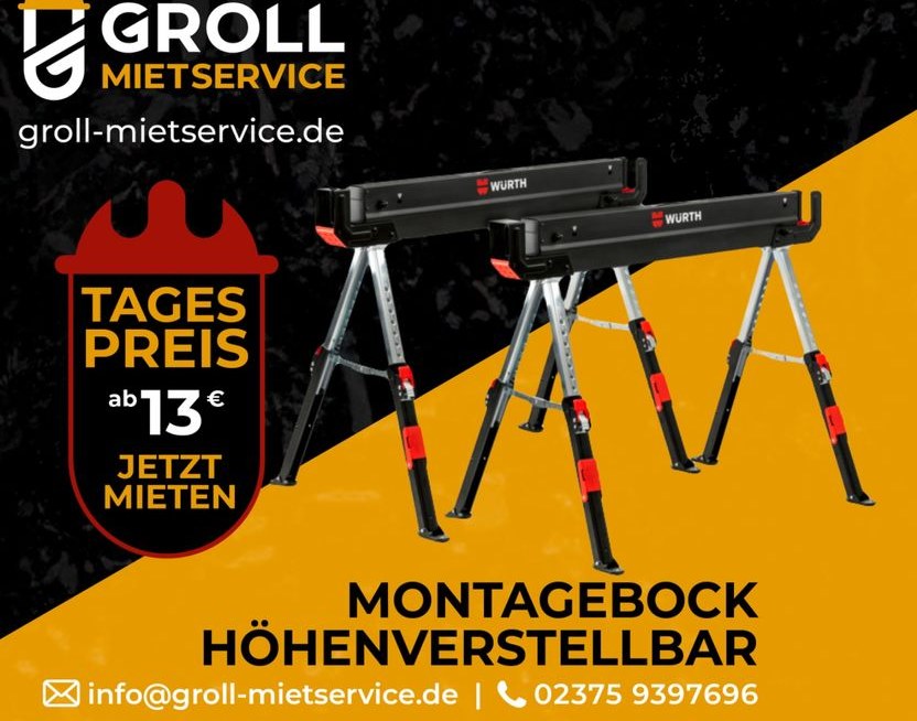 Montagebock höhenverstellbar mieten bei Groll – Sitzplätze für alle
