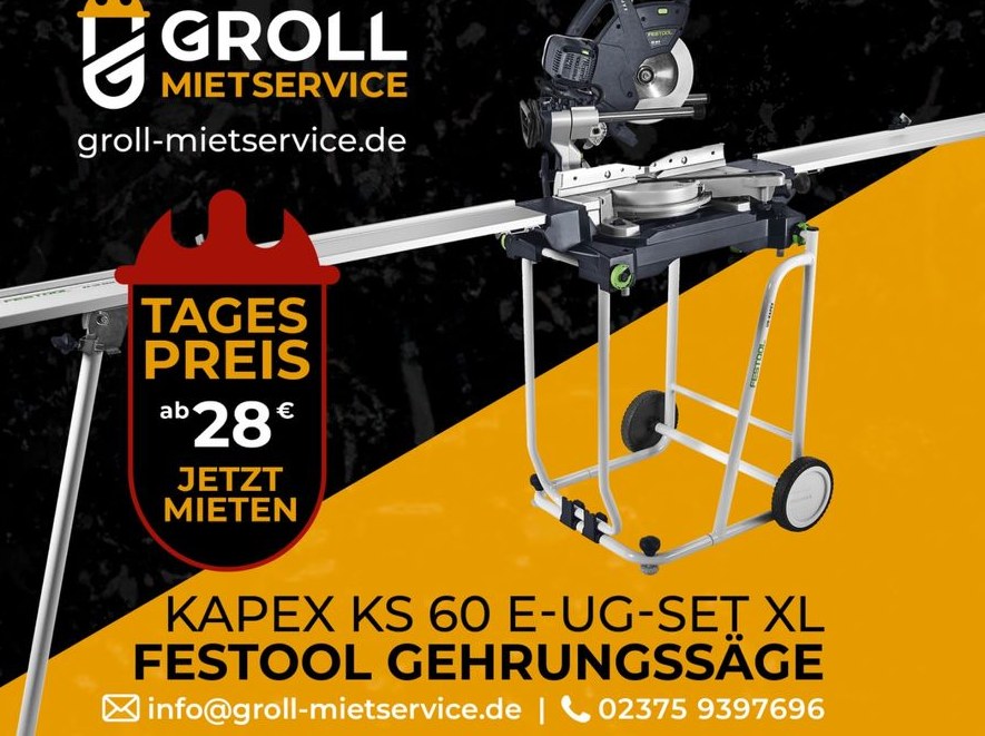 Festool Kapp Zug Gehrungssäge mieten bei Groll – für saubere Schnitte