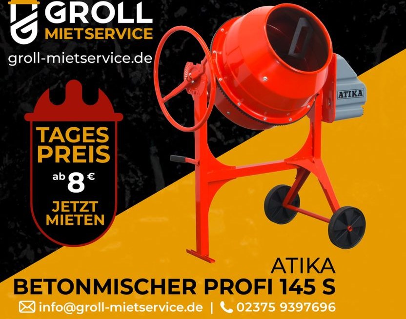 Atika Betonmischer Profi 145 S mieten in Balve – für Fundament & Mauer