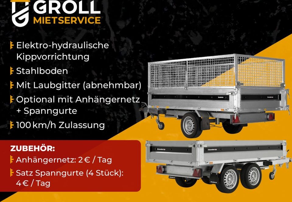 Brenderup Kipper Anhänger mieten bei Groll – für Erde & Schutt – 2