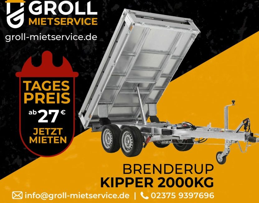 Brenderup Kipper Anhänger mieten bei Groll – für Erde & Schutt