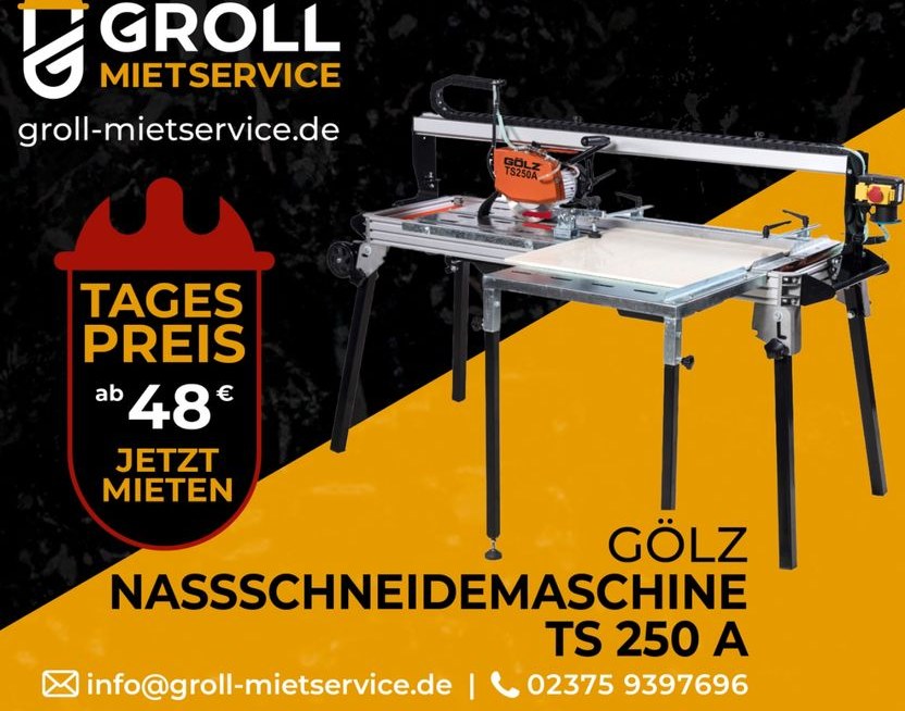 Gölz Nassschneidemaschine mieten bei Groll – für Pflaster & Fliesen
