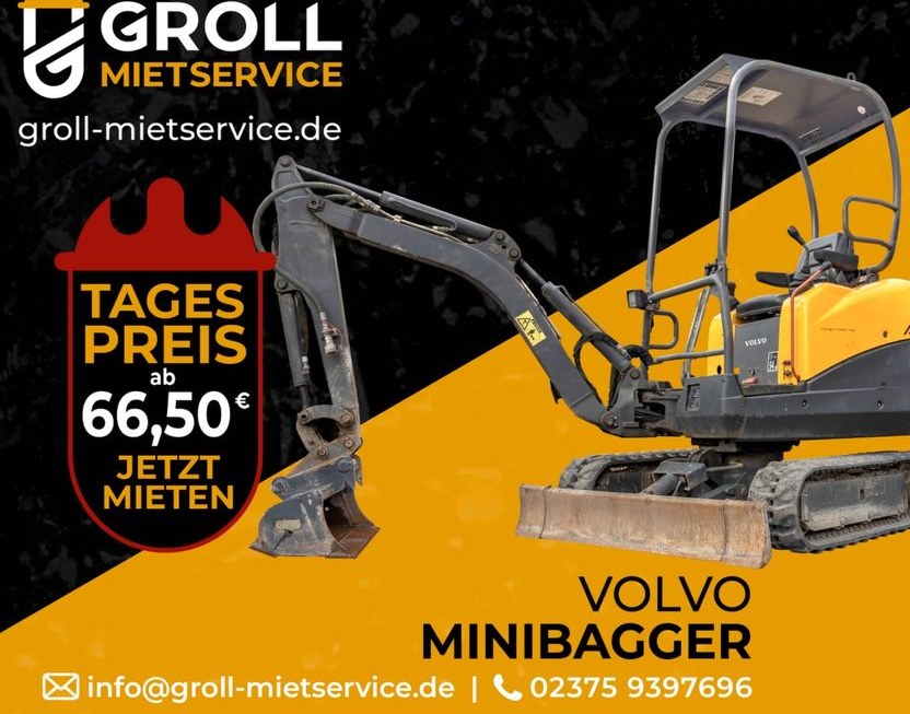 Volvo Minibagger mieten bei Groll – für Garten, Einfahrt & Fundament
