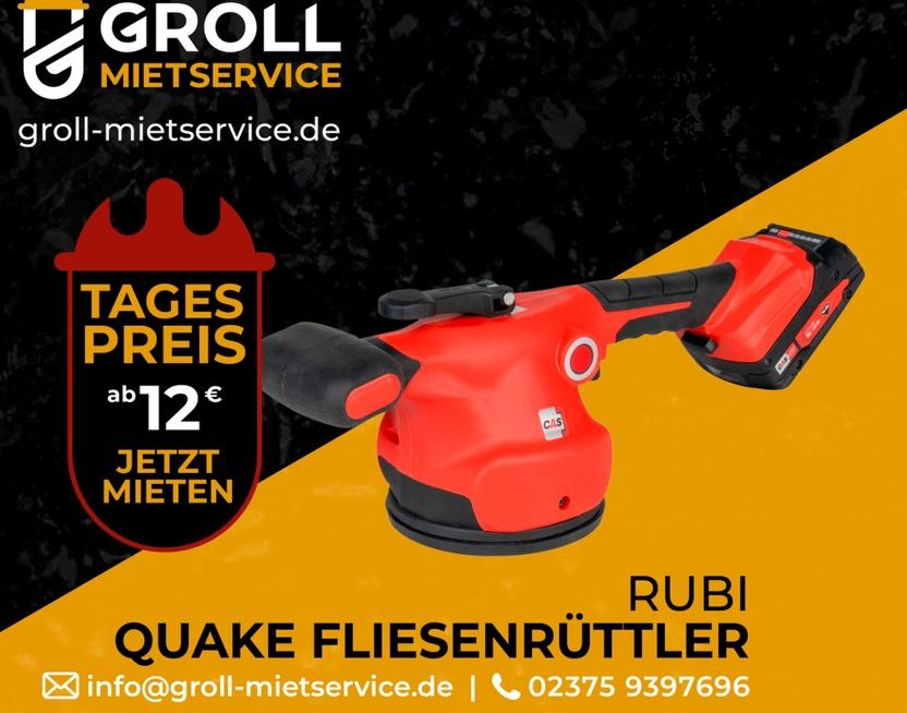 Rubi Fliesenrüttler mieten bei Groll – für Pflaster & Terrasse