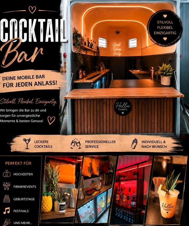 Mobile Cocktailbar Schankwagen mieten bei Hellu Event – frisch gezapft