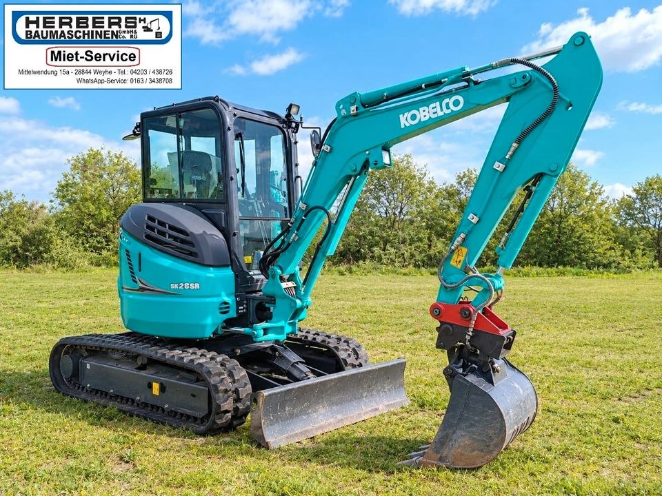 Minibagger 2,6t Kobelco SK26 mieten bei Herbers Baumaschinen