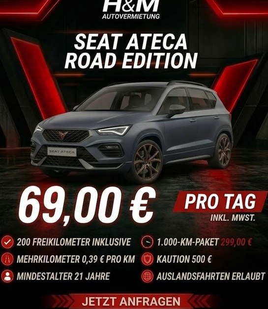 SEAT Ateca mieten bei H&M Autovermietung – Zubehör statt Kauf