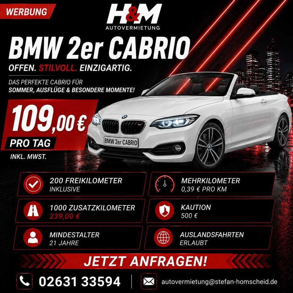 BMW 2er Cabrio mieten bei H&M Autovermietung – fair mieten