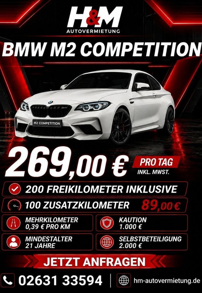 BMW M2 Competition mieten bei H&M Autovermietung – fair mieten