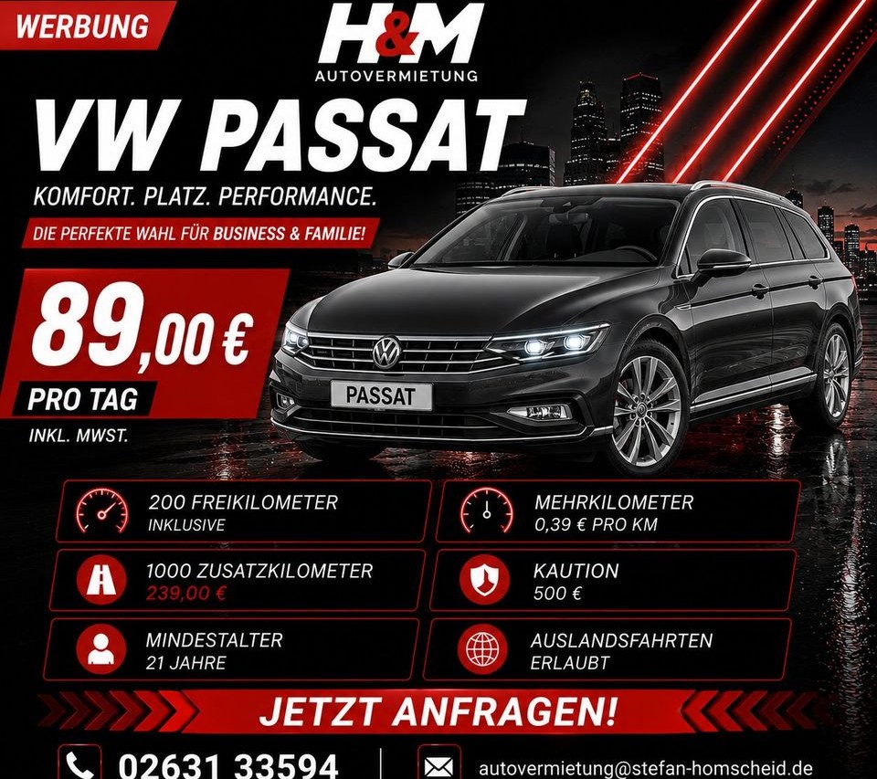 VW Passat Variant mieten bei H&M Autovermietung – fair mieten