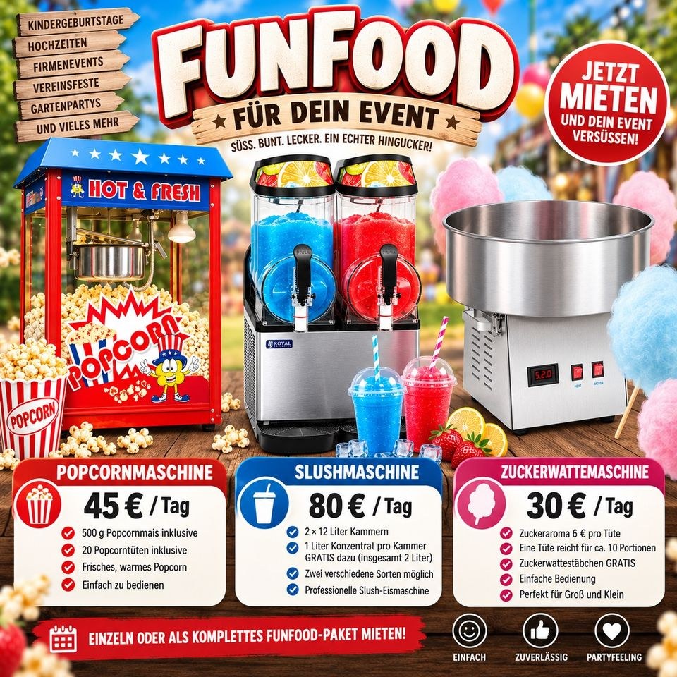 Popcornmaschine Slushmaschine mieten bei Hopp Hopp Hüpfburg Ennigerloh