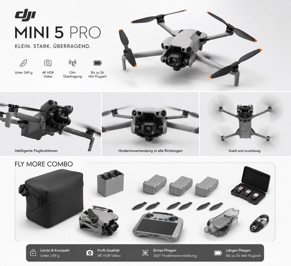 N] DJI Mini 5 Pro 4k Drohne Fly more Combo mieten – 2