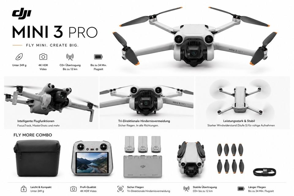 N] DJI Mini 3 Pro 4k Drohne Fly more Combo mieten – 2