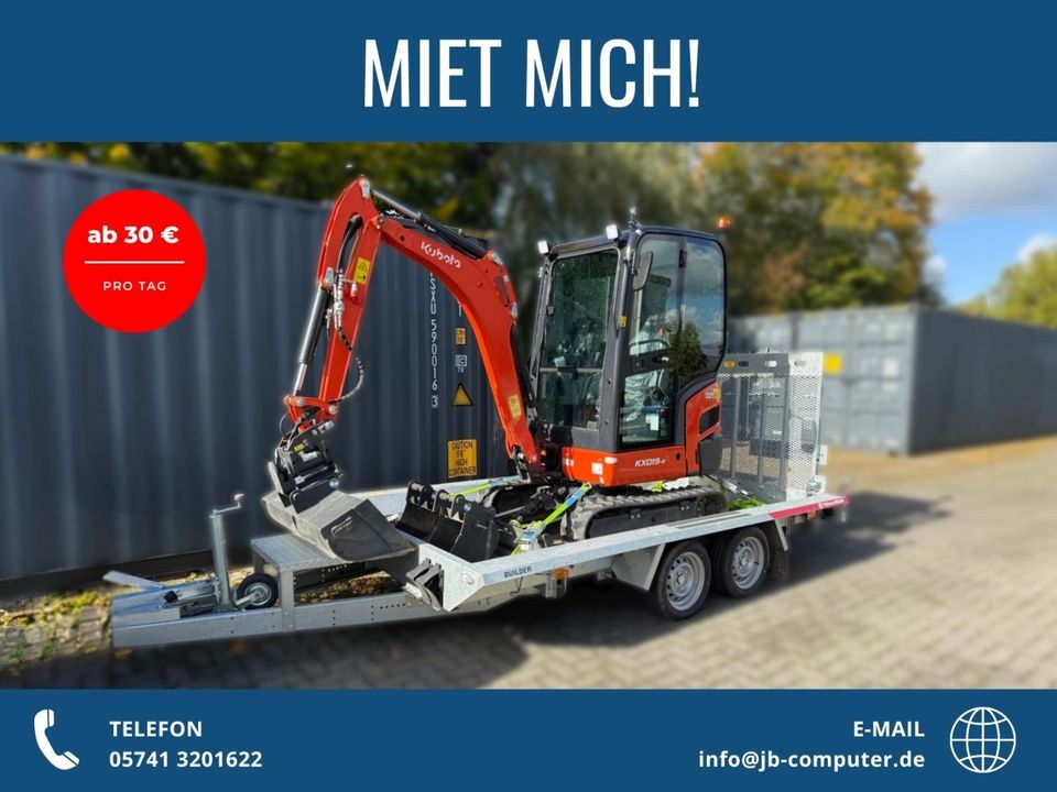 Baumaschinenanhänger Baggeranhänger mieten bei JB Vertrieb
