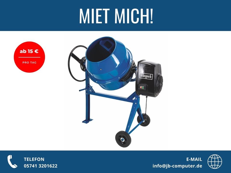 Betonmischer Mörtelmischer Mischmaschine 140L mieten bei JB Vertrieb