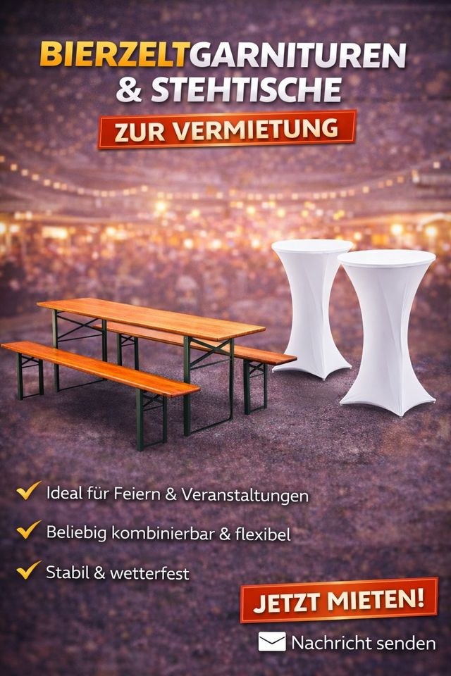 Bierzeltganitur Biertisch Bierbank Bank mieten bei Jo-Ro
