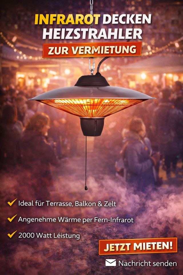 Zeltheizung Deckenheizstrahler 1500 W 230Vollt mieten bei Jo-Ro