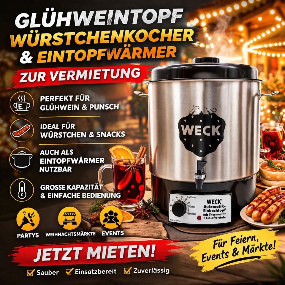 Glühweintopf Einkocher Würstchenkocher (kein mieten bei Jo-Ro