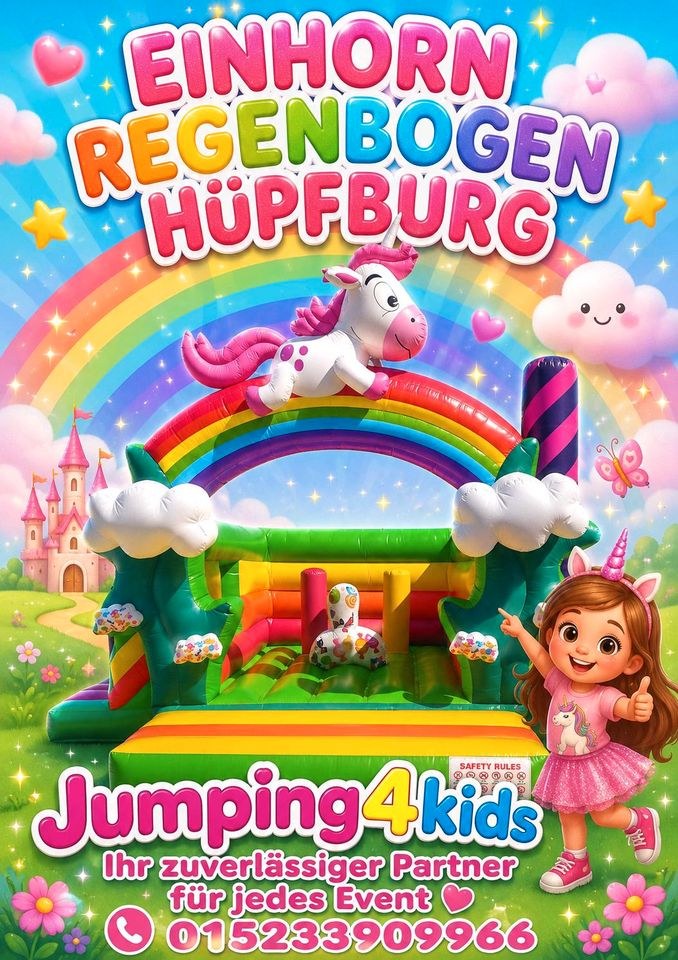 Einhorn Prinzessin Hüpfburg mieten in Schmelz