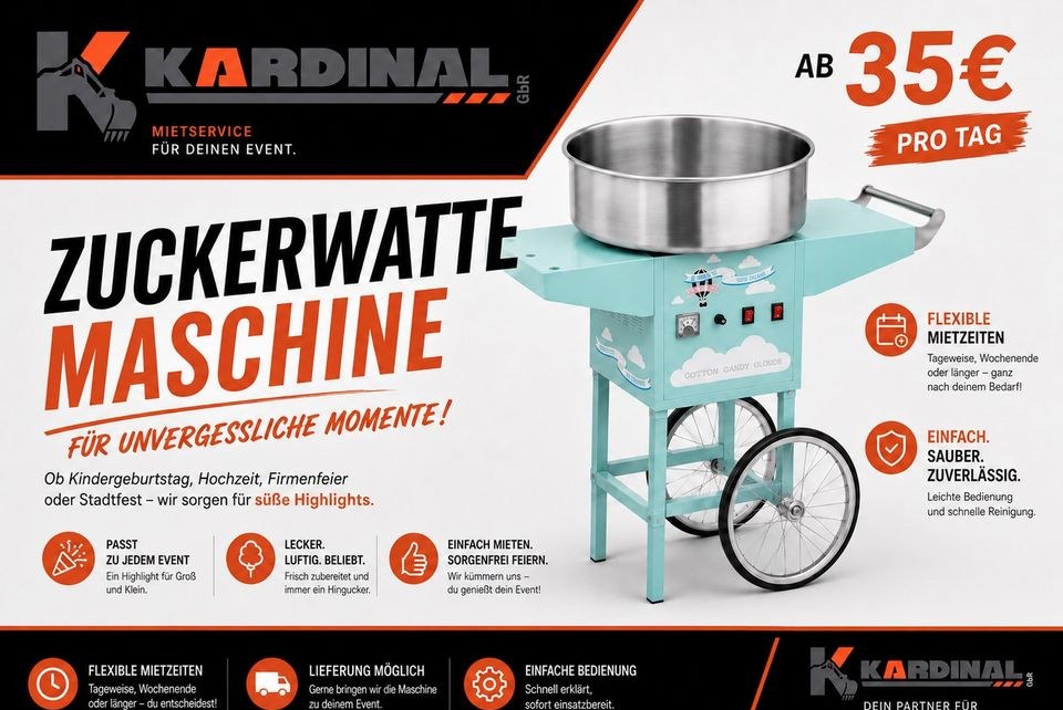 Zuckerwattemaschine Zuckerwatte mieten bei Kardinal