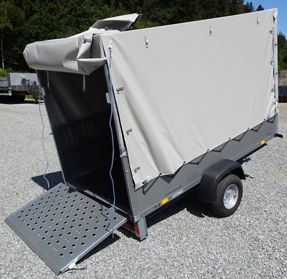 PKW Anhänger 750kg 100km h Planenaufbau kippbar mieten in Konzell – 3