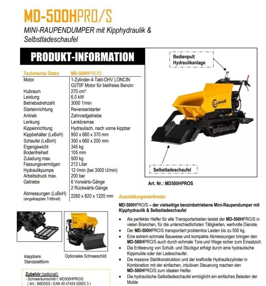 Dumper Motorschubkarre mieten in Blender – für Aushub & Schutt – 2