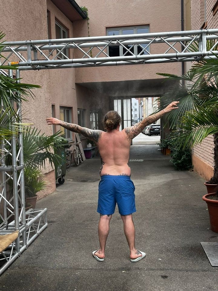 Wassertor Nebeldusche Sprühnebel Abkühlung mieten in Kissing