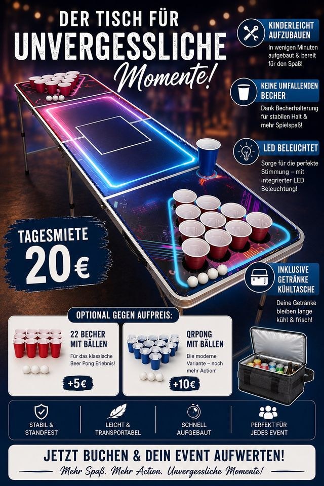 Beer Pong mieten bei MA-Tools – Spiel & Spaß