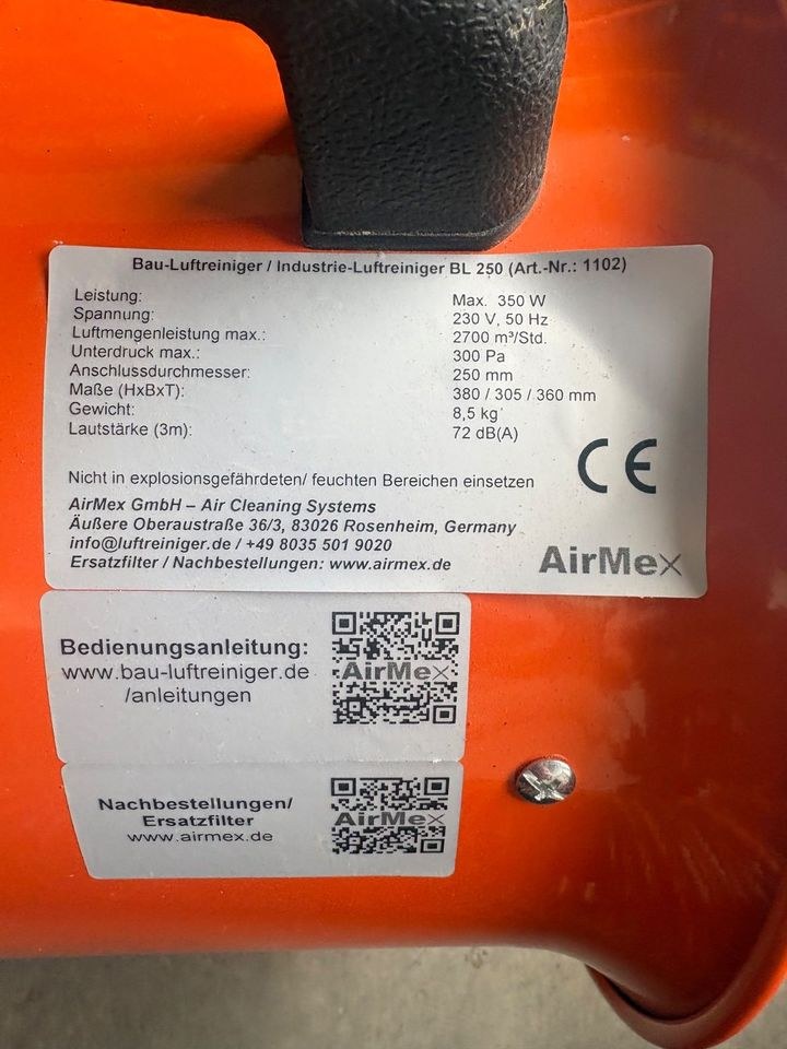 Bauventilator Bauluftreiniger Luftreiniger 24h mieten bei MENGTOOLS – 2
