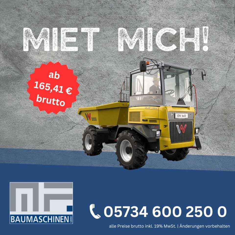 Raddumper Nutzlast 6000 kg Baumaschinen mieten bei MF Baumaschinen