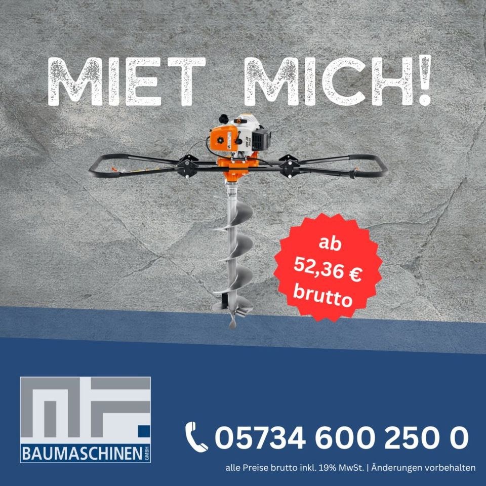 Erdbohrer handgeführt inkl Bohrkronen mieten bei MF Baumaschinen