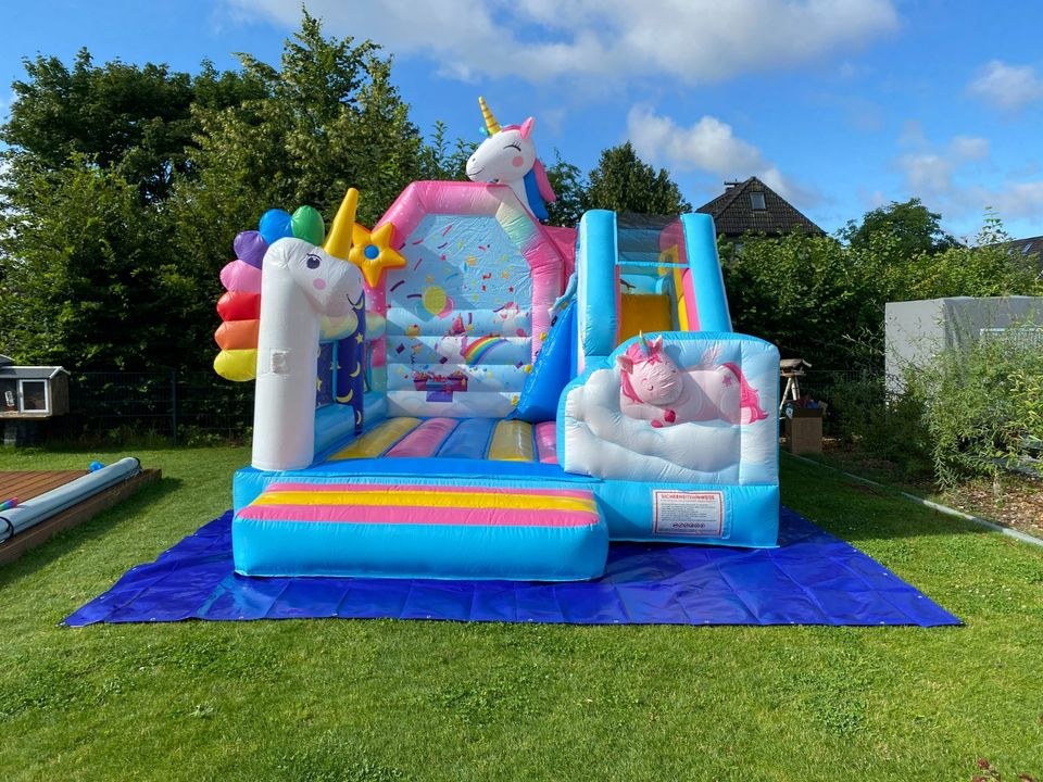 Einhorn Hüpfburg Rutsche 5x4m Kinder Spaß mieten in Radbruch
