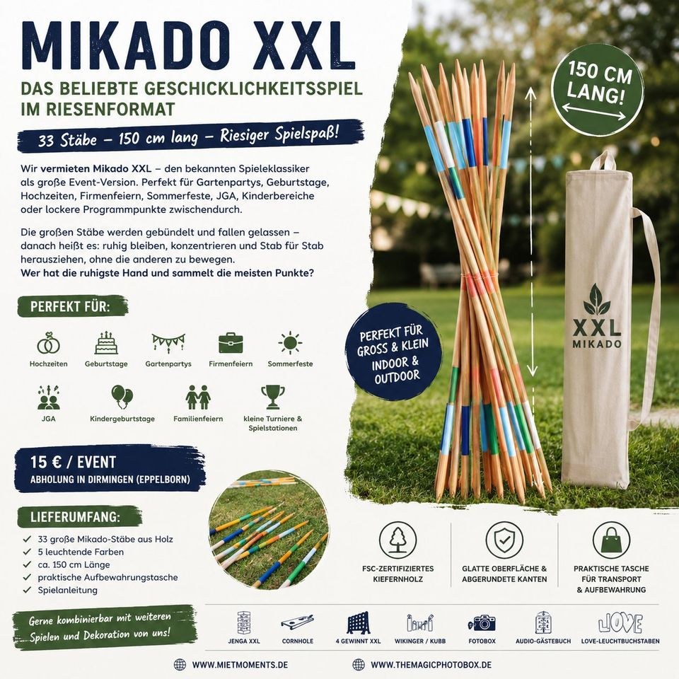 Mikado XXL beliebte Geschicklichkeitsspiel mieten in Eppelborn