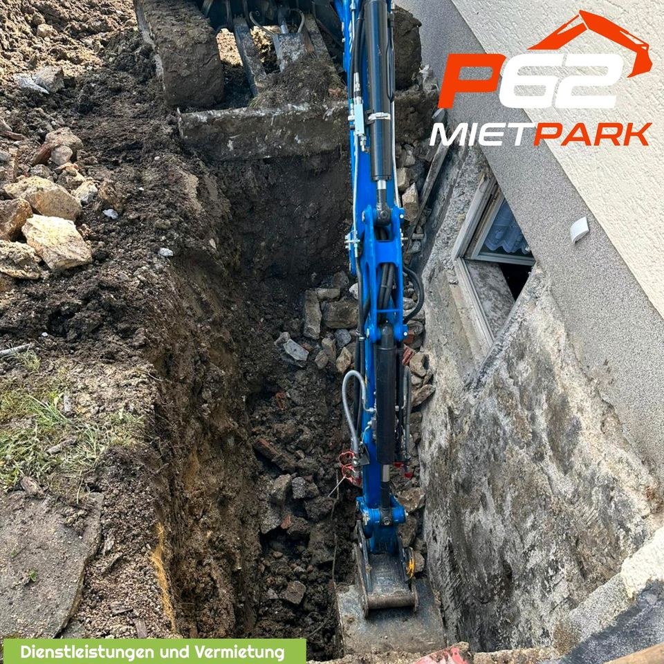 Minibagger Baggervermietung Bagger 2,8to mieten bei Mietpark P62 – 3