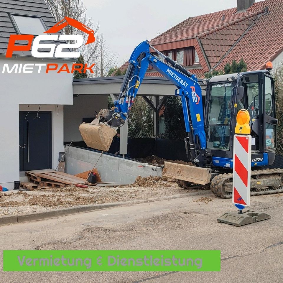 Minibagger Baggervermietung Bagger 2,8to mieten bei Mietpark P62 – 4