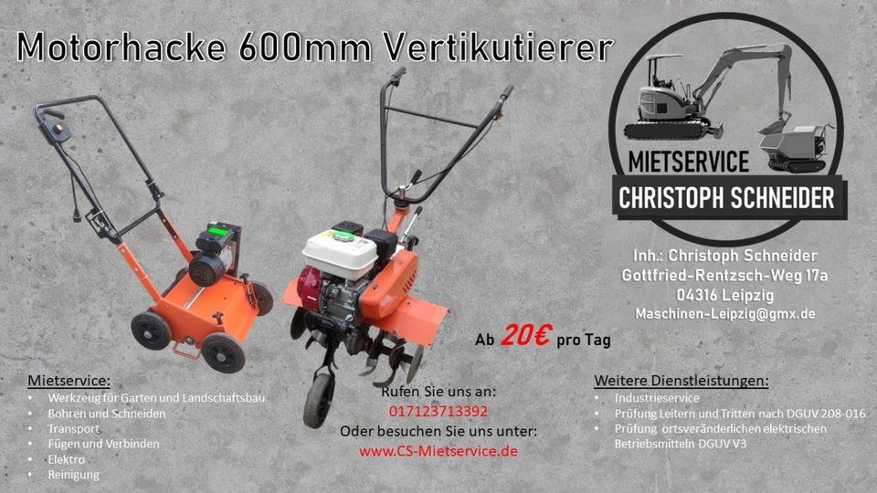 Motorhacke Gartenfräse 600mm Vertikutierer mieten in Mölkau