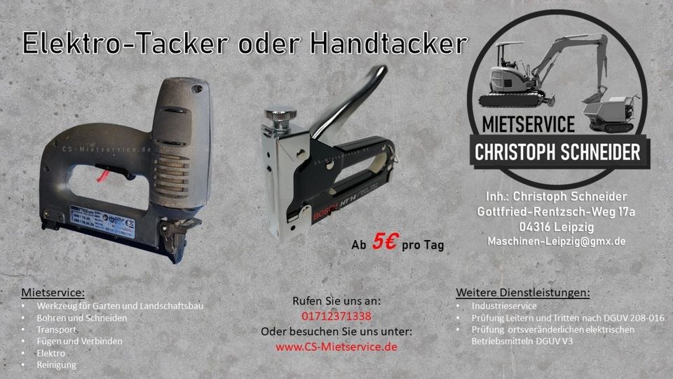 Handtacker Elektrotacker mieten in Mölkau – Profi-Werkzeug auf Zeit