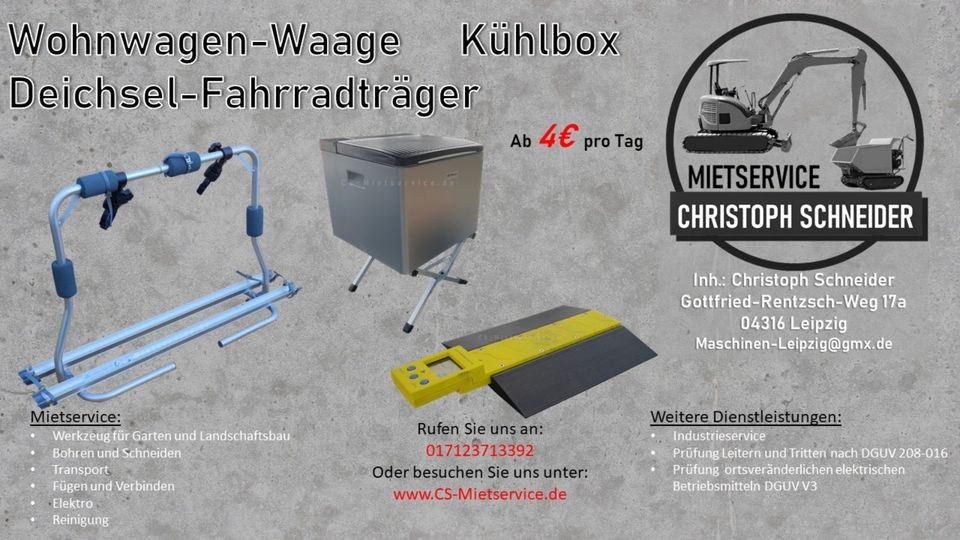 Wohnwagen Waage Deichsel Fahrradträger Kühlbox mieten in Mölkau