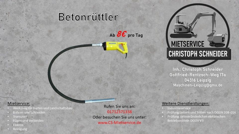 Betonrüttler Rüttelflasche Rüttelpatsche mieten in Mölkau