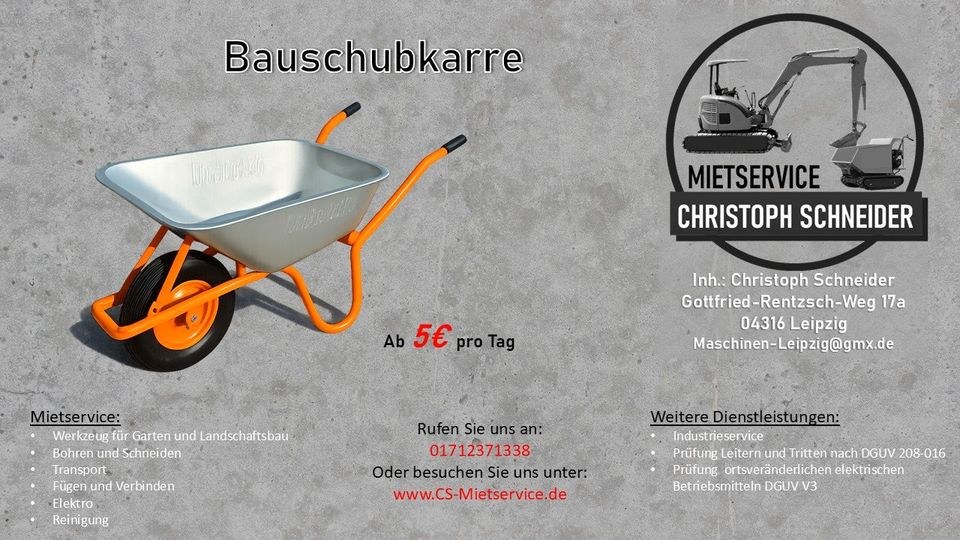 Bauschubkarre Schubkarre 160kg mieten in Mölkau – für schwere Lasten