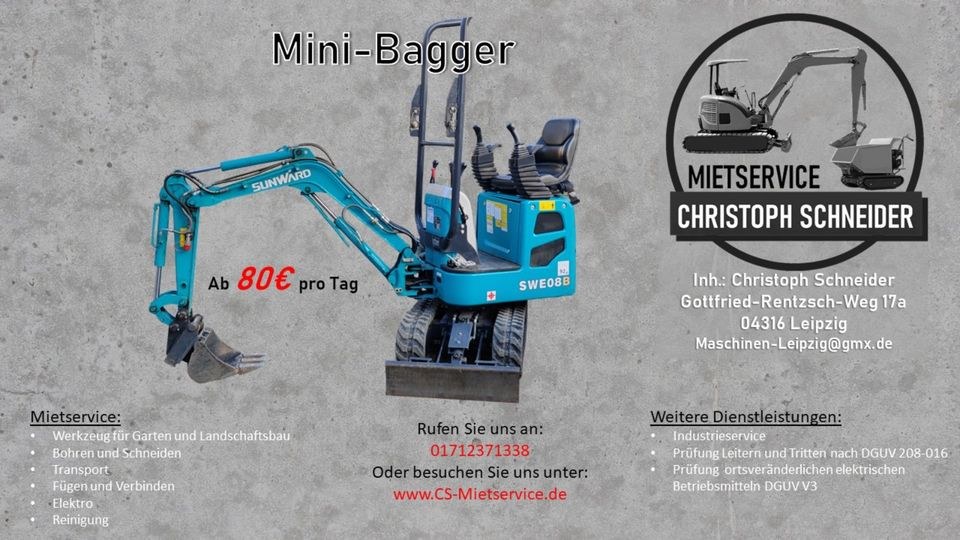 Minibagger Microbagger Erdsieb Rollsieb 1t mieten in Mölkau