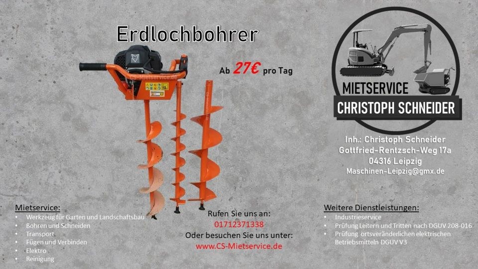 Erdlochbohrer mieten in Mölkau – für Zaunpfosten & Pflanzlöcher